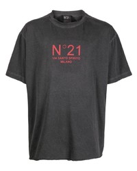 Мужская темно-серая футболка с круглым вырезом с принтом от N°21
