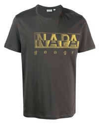 Мужская темно-серая футболка с круглым вырезом с принтом от Napapijri
