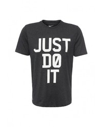Мужская темно-серая футболка с круглым вырезом с принтом от Nike