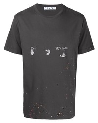 Мужская темно-серая футболка с круглым вырезом с принтом от Off-White