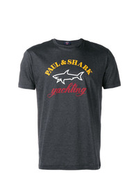 Мужская темно-серая футболка с круглым вырезом с принтом от Paul & Shark