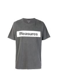 Мужская темно-серая футболка с круглым вырезом с принтом от Pleasures