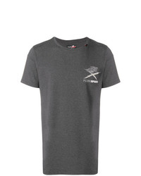 Мужская темно-серая футболка с круглым вырезом с принтом от Plein Sport
