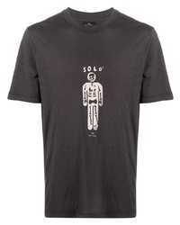 Мужская темно-серая футболка с круглым вырезом с принтом от PS Paul Smith