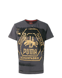 Мужская темно-серая футболка с круглым вырезом с принтом от Puma