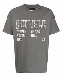 Мужская темно-серая футболка с круглым вырезом с принтом от purple brand