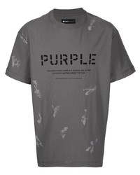 Мужская темно-серая футболка с круглым вырезом с принтом от purple brand