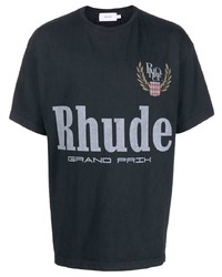 Мужская темно-серая футболка с круглым вырезом с принтом от Rhude