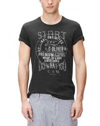 Мужская темно-серая футболка с круглым вырезом с принтом от s.Oliver
