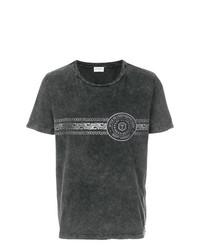 Мужская темно-серая футболка с круглым вырезом с принтом от Saint Laurent