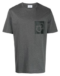 Мужская темно-серая футболка с круглым вырезом с принтом от Salvatore Ferragamo