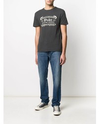 Мужская темно-серая футболка с круглым вырезом с принтом от Polo Ralph Lauren