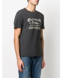 Мужская темно-серая футболка с круглым вырезом с принтом от Polo Ralph Lauren