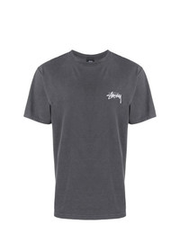 Мужская темно-серая футболка с круглым вырезом с принтом от Stussy