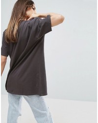 Женская темно-серая футболка с круглым вырезом с принтом от Asos
