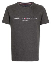 Мужская темно-серая футболка с круглым вырезом с принтом от Tommy Hilfiger