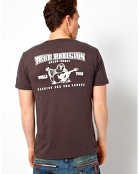 Мужская темно-серая футболка с круглым вырезом с принтом от True Religion