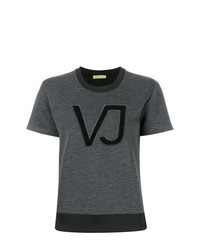 Женская темно-серая футболка с круглым вырезом с принтом от Versace Jeans