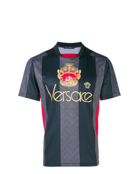 Мужская темно-серая футболка с круглым вырезом с принтом от Versace
