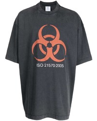 Мужская темно-серая футболка с круглым вырезом с принтом от Vetements