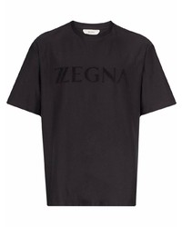 Мужская темно-серая футболка с круглым вырезом с принтом от Z Zegna