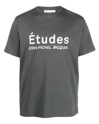 Мужская темно-серая футболка с круглым вырезом с принтом от Études