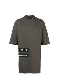 Темно-серая футболка с круглым вырезом с украшением