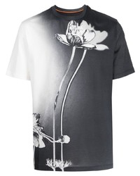 Мужская темно-серая футболка с круглым вырезом с цветочным принтом от Paul Smith