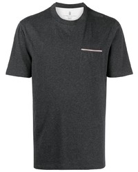 Мужская темно-серая футболка с круглым вырезом от Brunello Cucinelli