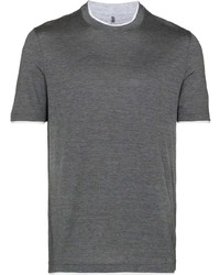 Мужская темно-серая футболка с круглым вырезом от Brunello Cucinelli