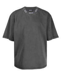 Мужская темно-серая футболка с круглым вырезом от Diesel
