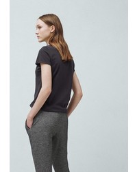 Женская темно-серая футболка с круглым вырезом от Mango