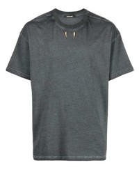 Мужская темно-серая футболка с круглым вырезом от Roberto Cavalli