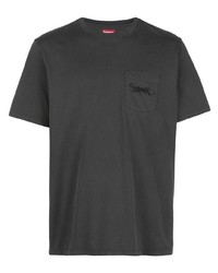 Мужская темно-серая футболка с круглым вырезом от Supreme