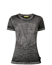 Женская темно-серая футболка с круглым вырезом от Versace Jeans