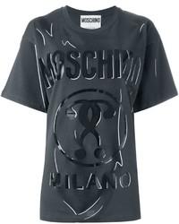 Женская темно-серая футболка с принтом от Moschino
