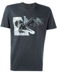 Мужская темно-серая футболка с принтом от Neil Barrett