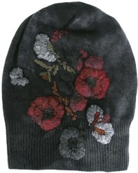 Женская темно-серая шапка с цветочным принтом от Avant Toi