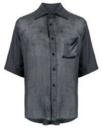 Мужская темно-серая шелковая рубашка с коротким рукавом от Marine Serre