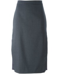 Темно-серая шелковая юбка-карандаш