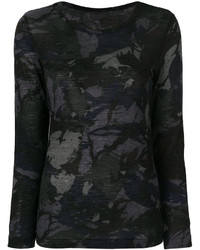 Темно-серая шерстяная блузка с принтом от Y's