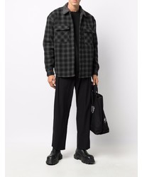 Мужская темно-серая шерстяная куртка-рубашка в шотландскую клетку от Represent