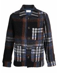 Мужская темно-серая шерстяная куртка-рубашка в шотландскую клетку от Tintoria Mattei