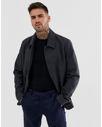 Мужская темно-серая шерстяная куртка-рубашка от ASOS DESIGN