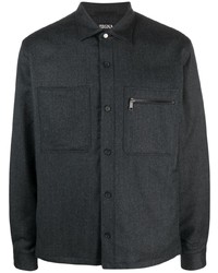 Мужская темно-серая шерстяная куртка-рубашка от Zegna