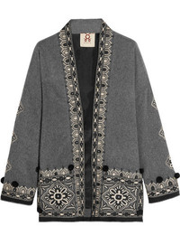 Женская темно-серая шерстяная куртка с украшением от Figue