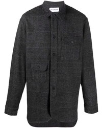 Мужская темно-серая шерстяная рубашка с длинным рукавом в шотландскую клетку от Han Kjobenhavn