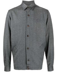 Мужская темно-серая шерстяная рубашка с длинным рукавом от Canali