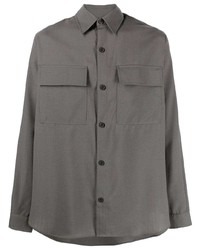 Мужская темно-серая шерстяная рубашка с длинным рукавом от Closed