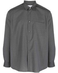 Мужская темно-серая шерстяная рубашка с длинным рукавом от Comme Des Garcons SHIRT